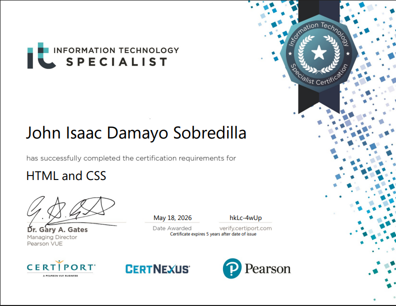 IT Specialist — HTML and CSS